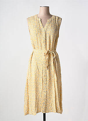 Robe mi-longue coupe fluide sans manche jaune FRANSA femme