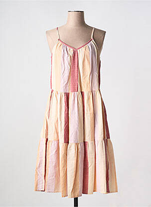 Robe mi-longue coupe évasée fines bretelles rose B.YOUNG femme