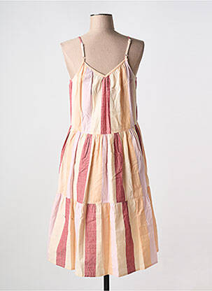 Robe mi-longue imprimé fantaisie fines bretelles rose B.YOUNG femme