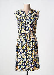 Robe mi-longue imprimé fantaisie manches courtes bleu FRANSA femme