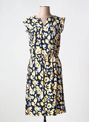 Robe mi-longue imprimé fantaisie manches courtes bleu FRANSA femme