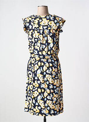 Robe mi-longue imprimé fantaisie manches courtes bleu FRANSA femme