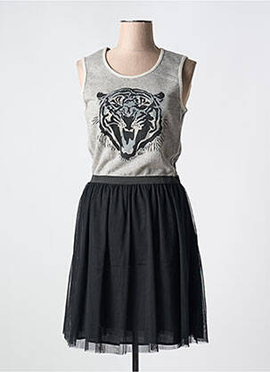 Robe mi-longue coupe évasée sans manche gris IKKS femme