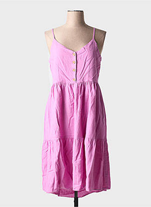 Robe mi-longue coupe évasée fines bretelles rose B.YOUNG femme
