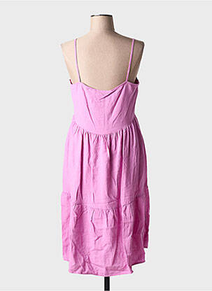 Robe mi-longue col v fines bretelles rose B.YOUNG femme