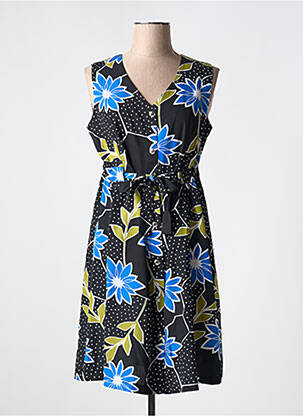 Robe mi-longue imprimé fantaisie sans manche bleu LILI & CAROLINE femme