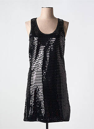 Robe courte col rond fines bretelles noir NAF NAF femme