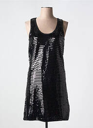 Robe courte col rond fines bretelles noir NAF NAF femme