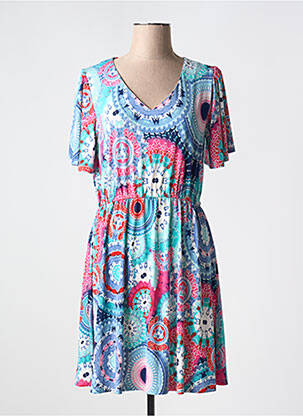 Robe courte manches courtes manches courtes bleu LILI & CAROLINE femme
