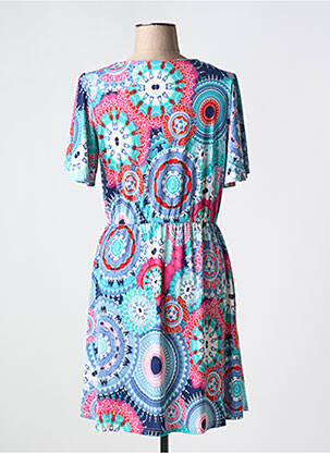 Robe courte coupe fluide manches courtes bleu LILI & CAROLINE femme