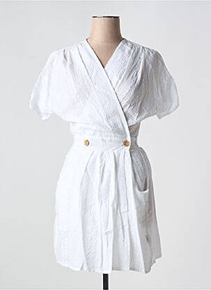Robe courte manches courtes manches courtes blanc BIZANCE femme