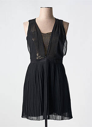 Robe courte fermeture zippée au dos fines bretelles noir NAF NAF femme