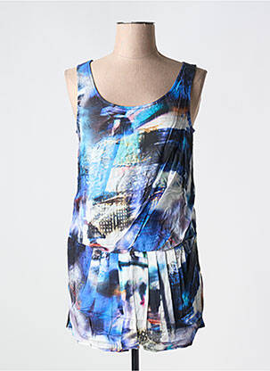 Top imprimé fantaisie fines bretelles bleu DECA femme
