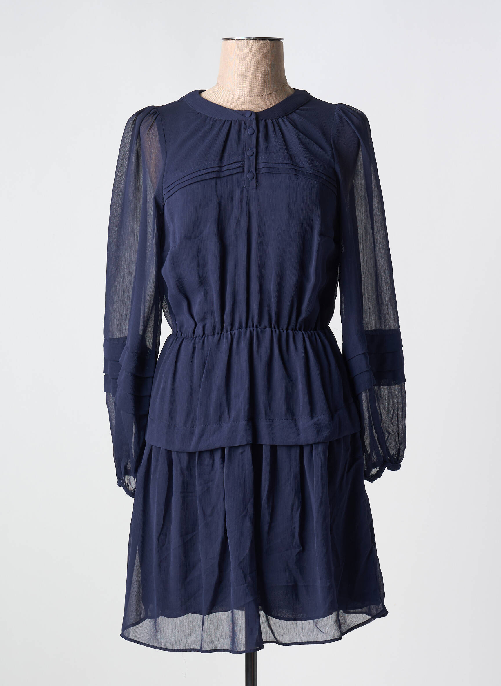 Robe Courte Manches Longues Bleu Naf Naf Femme 2584658-bleu00 Modz