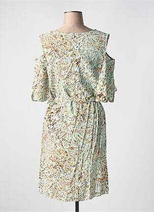Robe mi-longue imprimé fantaisie sans manche vert ICHI femme