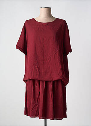 Robe mi-longue coupe fluide manches courtes rouge LEE COOPER femme