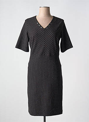Robe mi-longue fermeture zippée au dos manches courtes noir LILI & CAROLINE femme