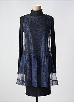 Robe mi-longue coupe fluide manches longues bleu COP COPINE femme