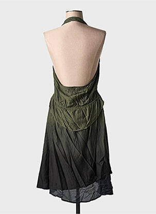Robe mi-longue col rond fines bretelles vert DESIGUAL femme