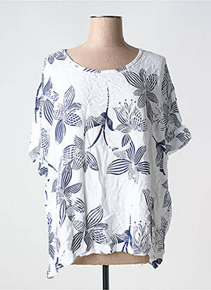 Blouse imprimé fantaisie manches courtes blanc LILI & CAROLINE femme