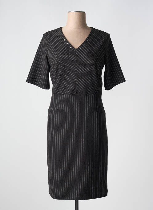 Robe mi-longue fermeture zippée au dos manches courtes noir LILI & CAROLINE femme