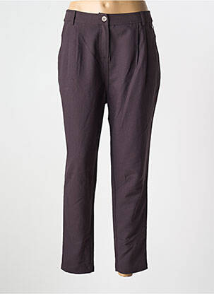 Pantalon droit tissage popeline taille normale marron R 867 femme