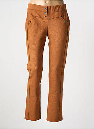 Pantalon slim taille élastique taille normale marron LI Q femme