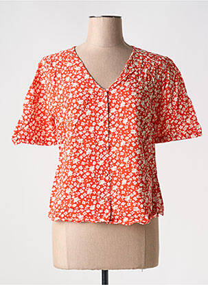 Chemisier imprimé fleurs manches courtes rouge BIZANCE femme
