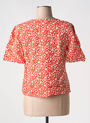 Chemisier imprimé fleurs manches courtes rouge BIZANCE femme