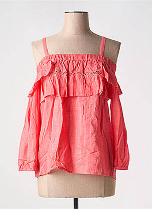 Top tissage crêpe manches longues rose NAF NAF femme