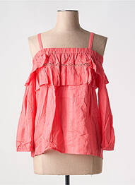 Top manches bretelles ajustables manches longues rose NAF NAF femme
