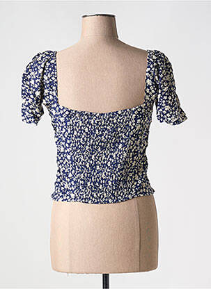 Top col carré manches courtes bleu BIZANCE femme