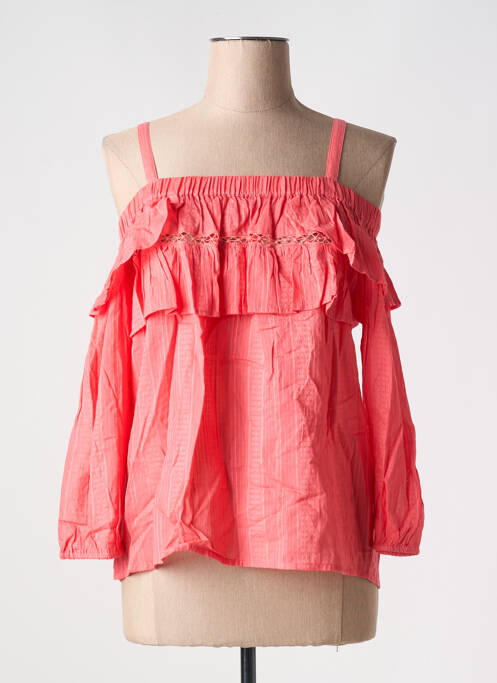 Top manches bretelles ajustables manches longues rose NAF NAF femme