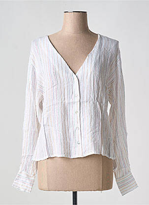 Chemisier coupe fluide manches longues blanc BIZANCE femme