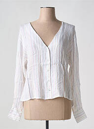 Chemisier coupe fluide manches longues blanc BIZANCE femme