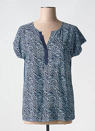 Top imprimé fantaisie manches courtes bleu FRANSA femme