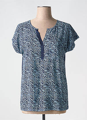 Top imprimé fantaisie manches courtes bleu FRANSA femme