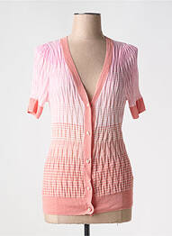 Gilet manches courtes fermeture boutonnée sur le devant rose ICHI femme