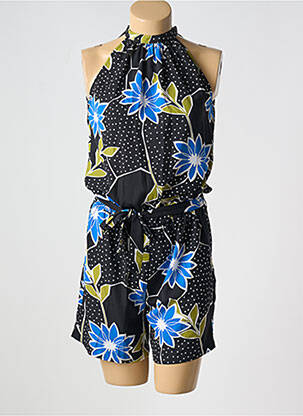 Combishort tissage crêpe sans manche bleu LILI & CAROLINE femme