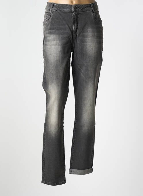 Jeans coupe slim stretch taille normale gris GINA LAURA femme