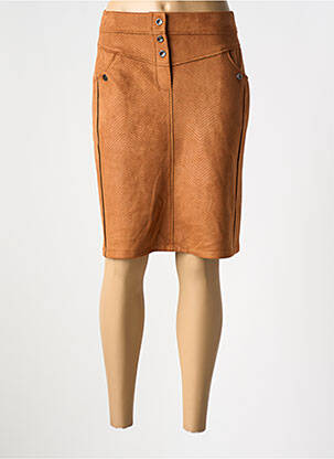 Jupe mi-longue stretch marron LILI & CAROLINE femme