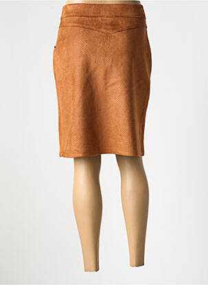 Jupe mi-longue stretch marron LILI & CAROLINE femme