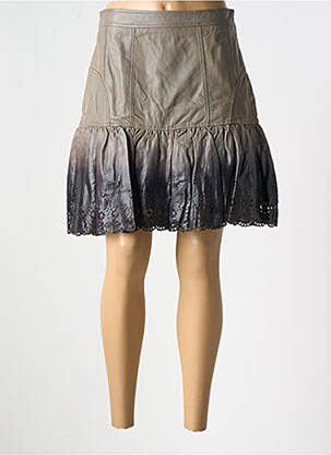 Jupe mi-longue stretch marron ET COMPAGNIE femme