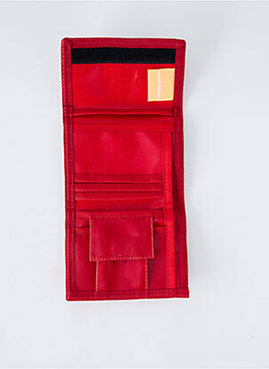 Portefeuille effet matière satinée rouge REVERSIKA femme