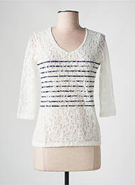 Top imprimé fantaisie manches 3/4 blanc LES BONHEURS DE SOPHIE femme