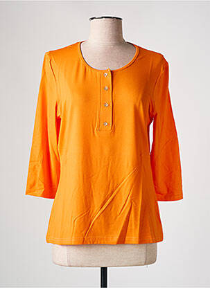 Top col rond manches 3/4 orange LES BONHEURS DE SOPHIE femme