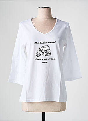 Top imprimé fantaisie manches 3/4 blanc LE BONHEURS DE SOPHIE femme