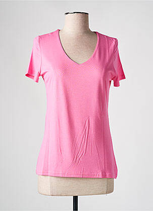 T-shirt col v manches courtes rose LES BONHEURS DE SOPHIE femme