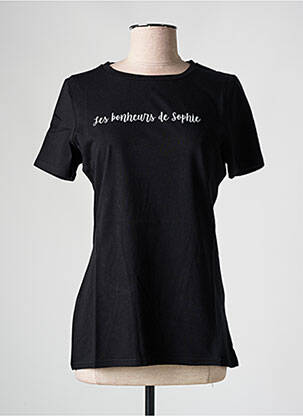 T-shirt sérigraphie manches courtes noir LES BONHEURS DE SOPHIE femme