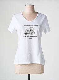 T-shirt col v manches courtes blanc LES BONHEURS DE SOPHIE femme